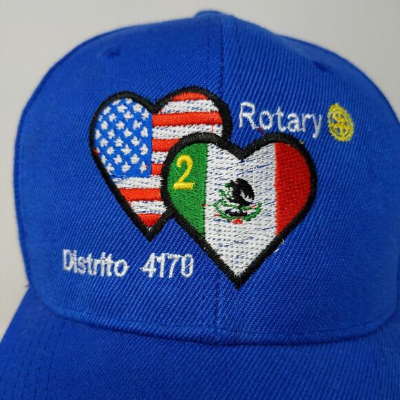 International Rotary Club OS Caps USA Mexico Flag Blue Hat Cap Adjustable - Picture 3 of 10
